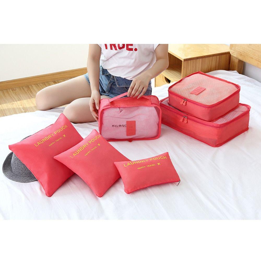 6pcs Clothe Waterproof Tidy Pouch Suitcase Packing Set Storage Cases Luggage Organizer Storage Bags