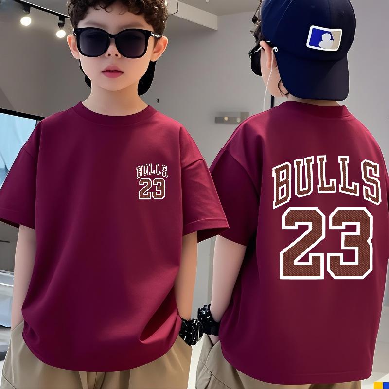 Boys' Summer Casual 100% Cotton Short Sleeve Crew Neck T-shirt