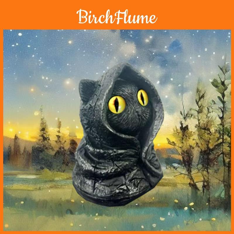 Mysterious Hooded Cat Figurine Resin Home Decor Gift For Cat Lovers And Collectors