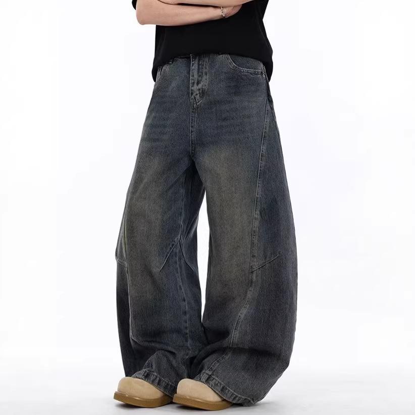 American Retro Washed Old Scimitar Jeans Men's and Women's Street Trendy Brand Ruffian Handsome Loose and Versatile Wide-leg Floor-mopping Pants