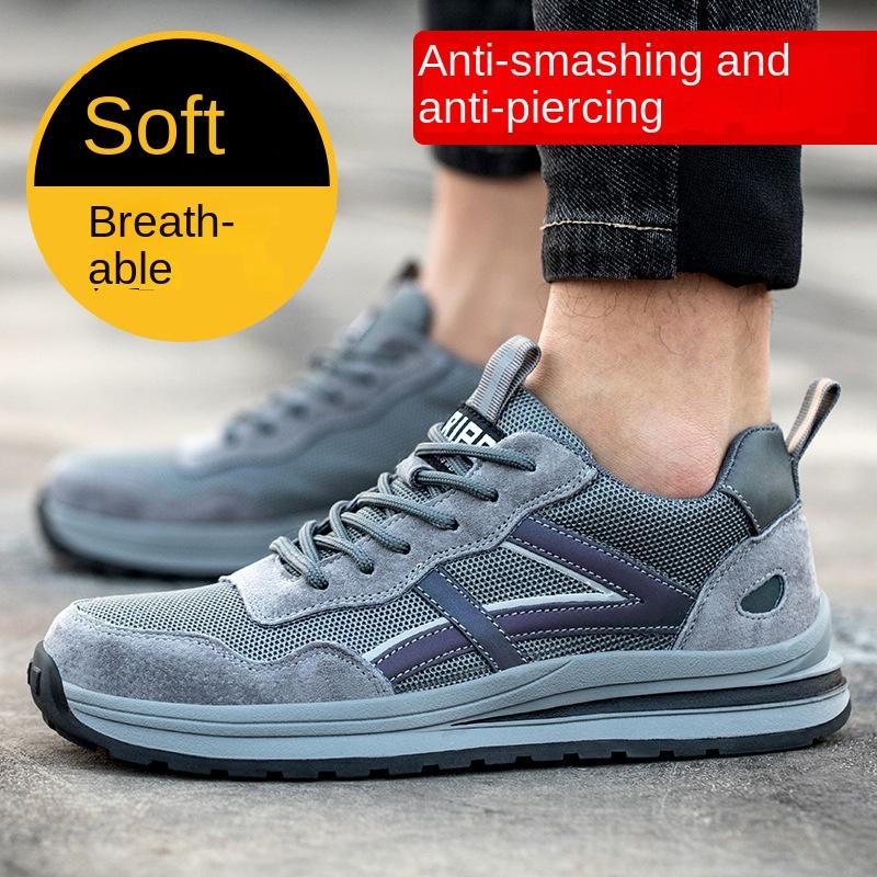 Arbeitsversicherungsschuhe für Herren, Stahlsackkopf aus Kevlar, Gummisohle, bruch- und durchstichsichere Arbeitsschuhe