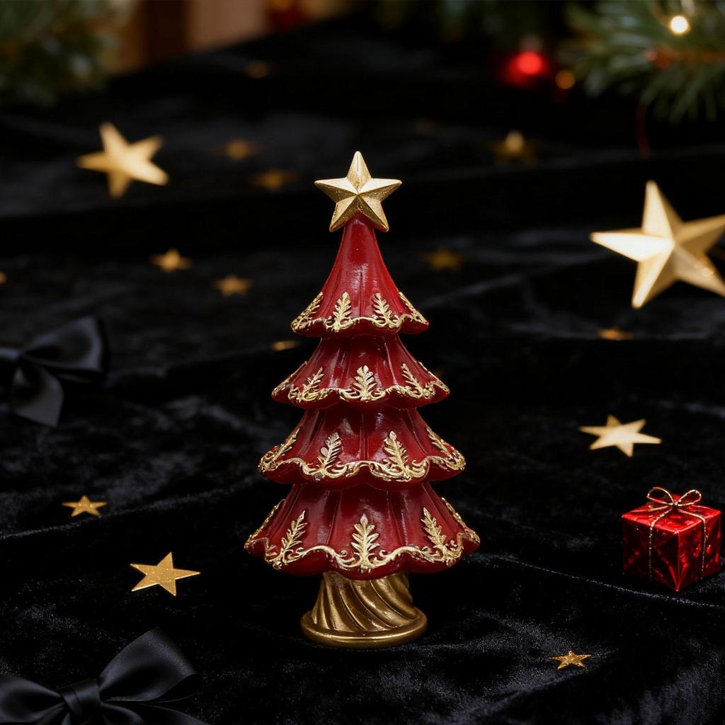 Christmas Tree Statue Small Decorations for Shelf Holiday Landscape