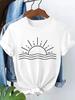 Retro Fashion Sunset  Casual  Fashion Tshirt Vintage Short Sleeve T Shirt Top Tee Summer Ladies
