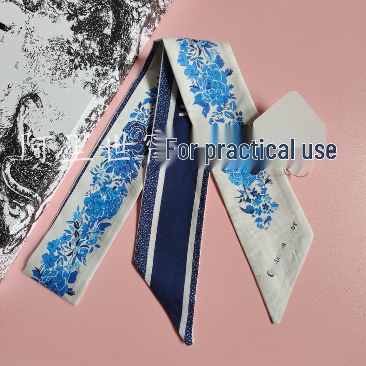 Шелковый Бандана-Шарф Цветочный Корейский Стиль: Высококлассный, Минималистичный, Универсальный