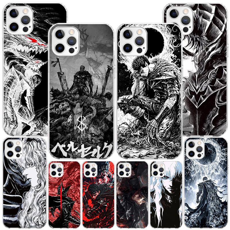 Black White G-Guts B-Berserks Phone Case For iPhone 17 Air 16 Pro Max 16E 15 + 14 Plus 11 12 13 Mini 7 8 SE Gift Print Cover Fun