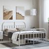 Vidaxl Metal Bed Frame with Headboard and Footboard, White, 150X200 Cm