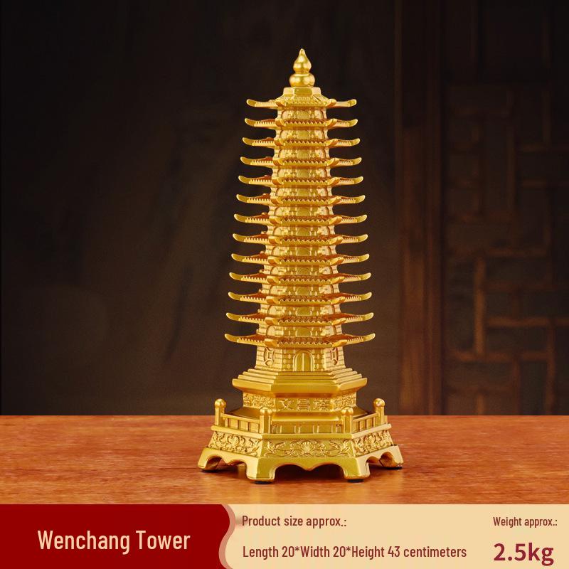 Wenchang Pagoda Resin Figurine: Thirteen-story Ornament for Living Room, Office, or Study Desk