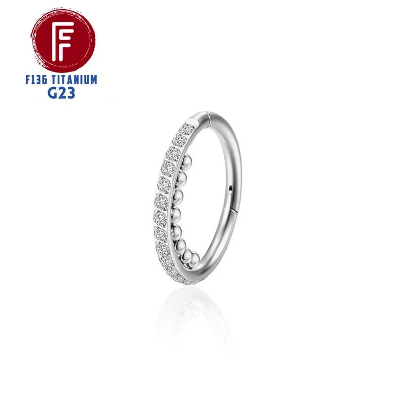 

F136 Титановый Пирсинг 16G Хрящ Люкс Септум Кликер Трагус Кольцо в Нос Циркон Шарнирный Сегмент Лабрет Боди Циркон оптом 1.2x6mm