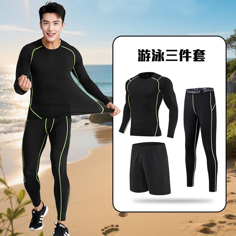Herren Badehose Neoprenanzug Anzug Sonnenschutz Langarm Hose Ganzkörper Quallenanzug Schwimmen Surfen Schnorcheln Geteilter Badeanzug