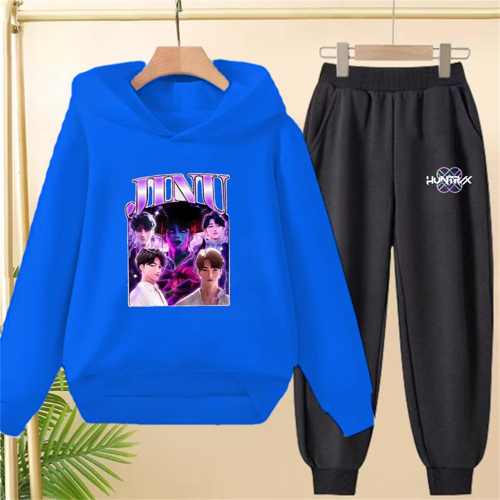 

KPop Demon Hunters pink Children Hoodies+Bottom pants suit Toddler 3-12 Year Coat black Clothing Boys Girls Hoodie Sweatshirr 130cm
