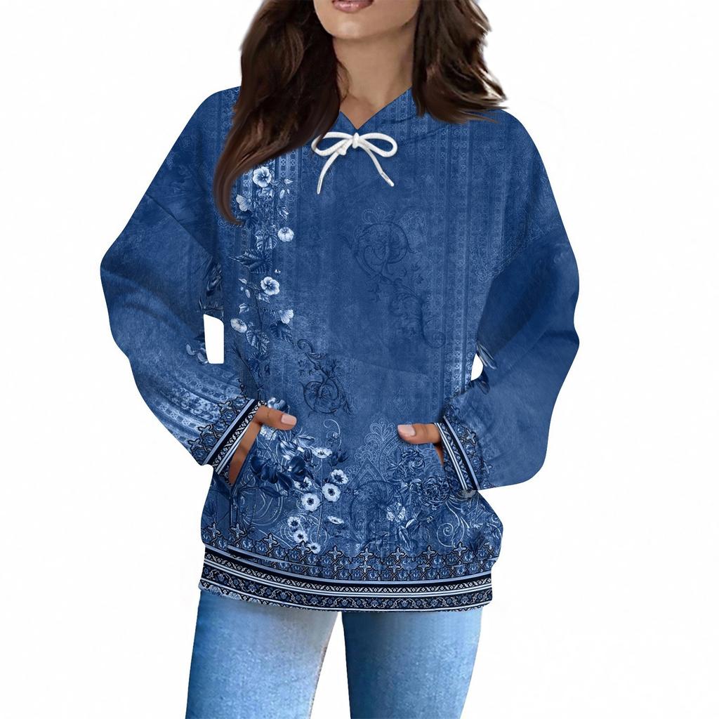 Women's Fashion Daily  Casual Hoodie Long Sleeve Printed Top