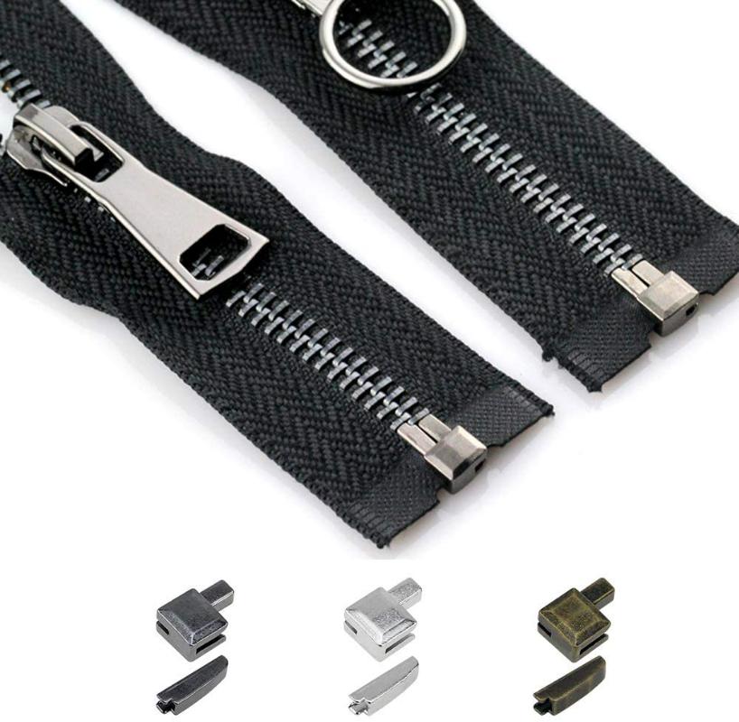 10/24/123Pcs Metal Zipper Head Sliders Retainer Insertion Pin Zipper Top Stopper Ends for Coat Jacket Clothes Repair Kit