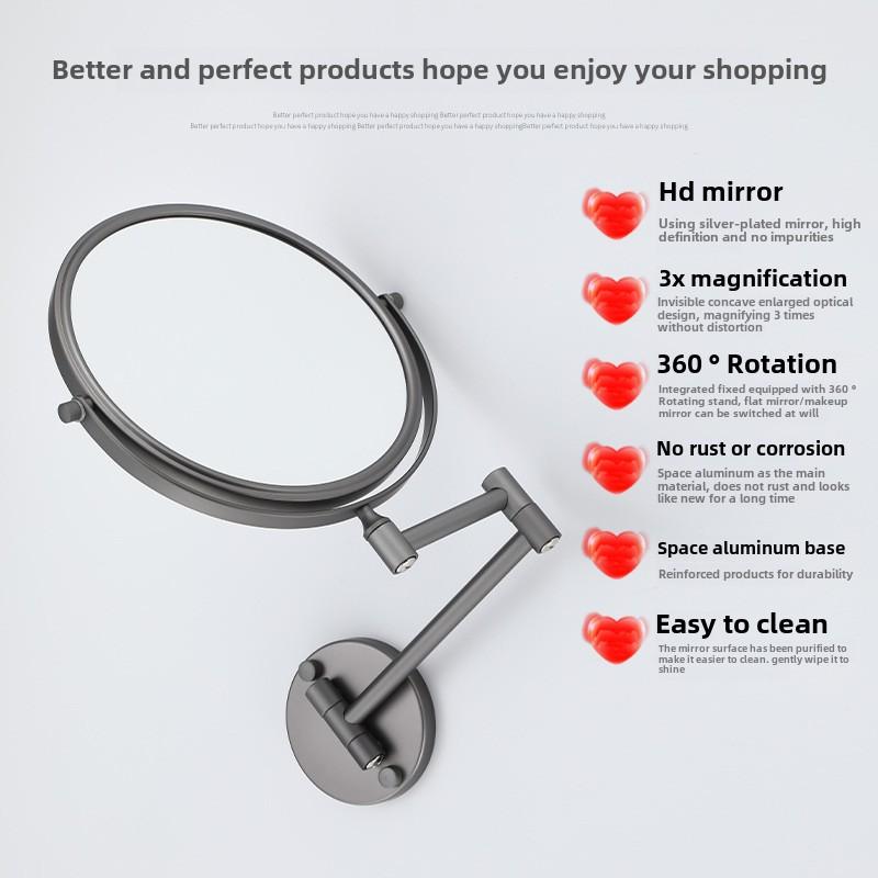 8 Inch Wall Mounted Bathroom Mirror Makeup Mirror 3X Magnifying Touch Vanity Cosmetic Mirrors No Light Style