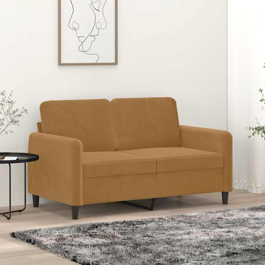 Vidaxl Sofa 2-Osobowa, Brązowy, 120 Cm, Tapicerowana Aksamitem
