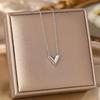 Women's Silver Titanium Steel Necklace with Micro-Inlaid Zircon - Elegant, Durable Clavicle Chain Jewelry