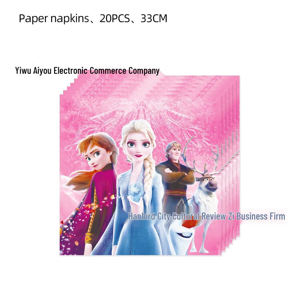 Pink Frozen Elsa Birthday Party Tableware Set: Plates, Napkins, and Decorations