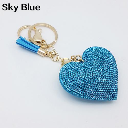 Romantiskt bländande strass kärlekshjärta berlockhänge frans nyckelring nyckelring