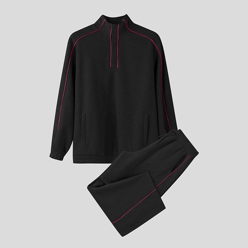 INCERUN Conjuntos de Dos Piezas para Hombre Cuello Alto Manga Larga Costuras Sudaderas Pantalones Largos Conjuntos Deportivos