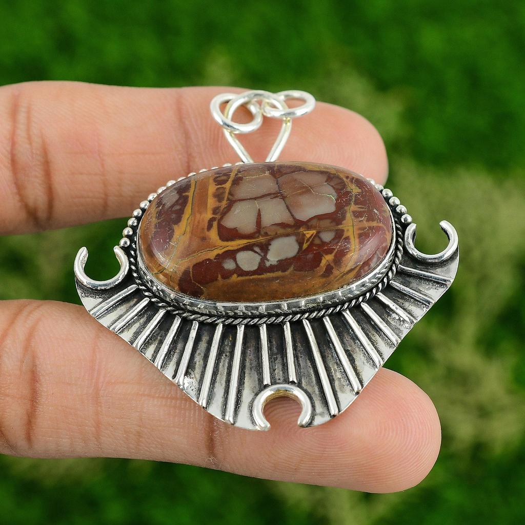 Daughters Day Sale Sterling Silver Oval Noreena Jasper Gemstone Bezel Pendant