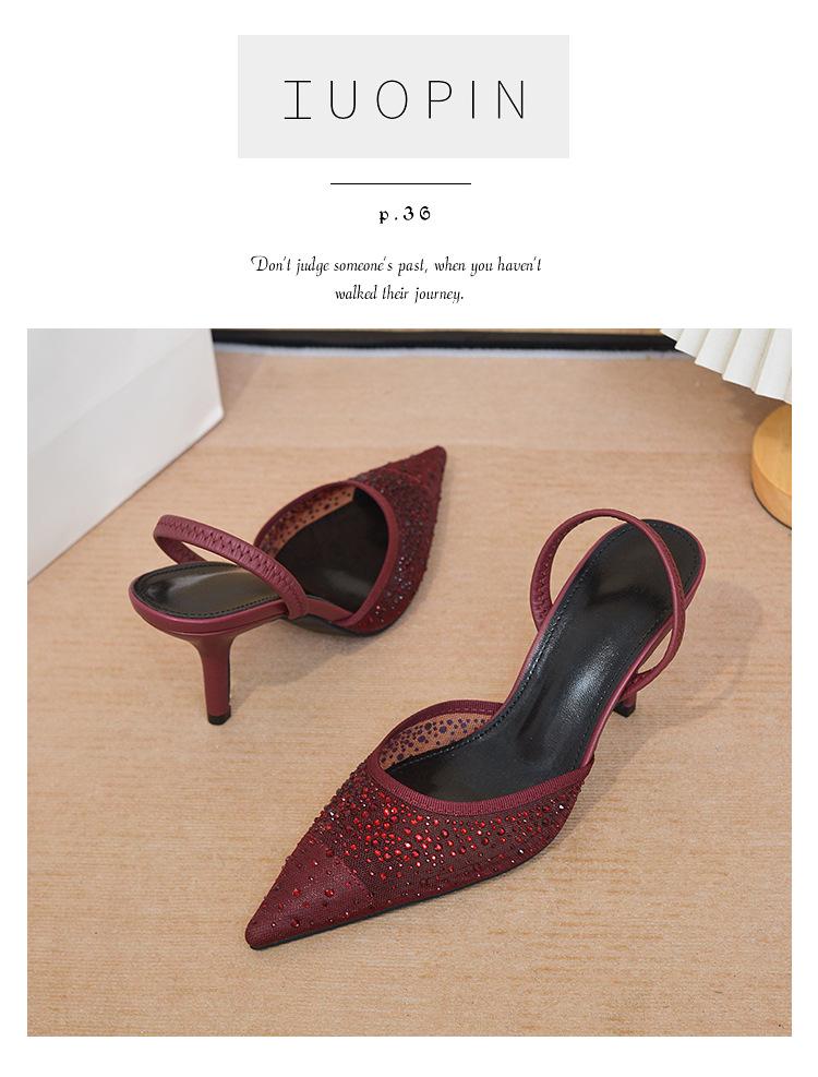 ZA2025 Damen Glänzende Netz-Mules mit Hohem Absatz und Offenem Rücken, Ankunft Frühjahr 2026, Sandalen mit Spitze.