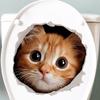 3D Breaking Wall Cat Toilet Sticker Self-Adhesive Removable for Bathroom Home Decor