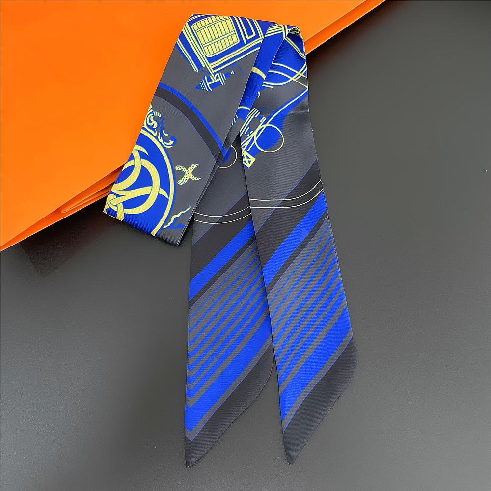 

Fashion Hair Scarf 2024 New Brand Design Women Luxury Silk Scarf Fashion Carriage Headband Skinny Bag Scarves Neckerchief