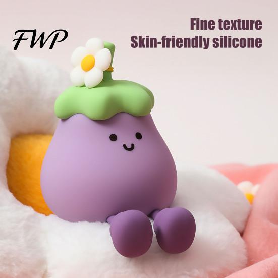 Cute Eggplant Night Light Light, Tap Touch Control Bedside Lamp, 3 Brightness Levels & Kids Bedroom Lighting Auto 30-Min Timer, USB Rechargeable