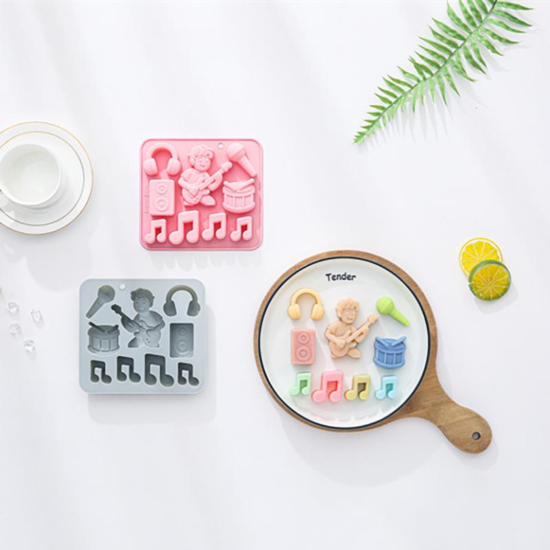 9-Hole Music Festival Theme Silicone Mold Musical Notes, Audio, Microphone Fondant Candy Chocolate Mould Cake Decorating Tools