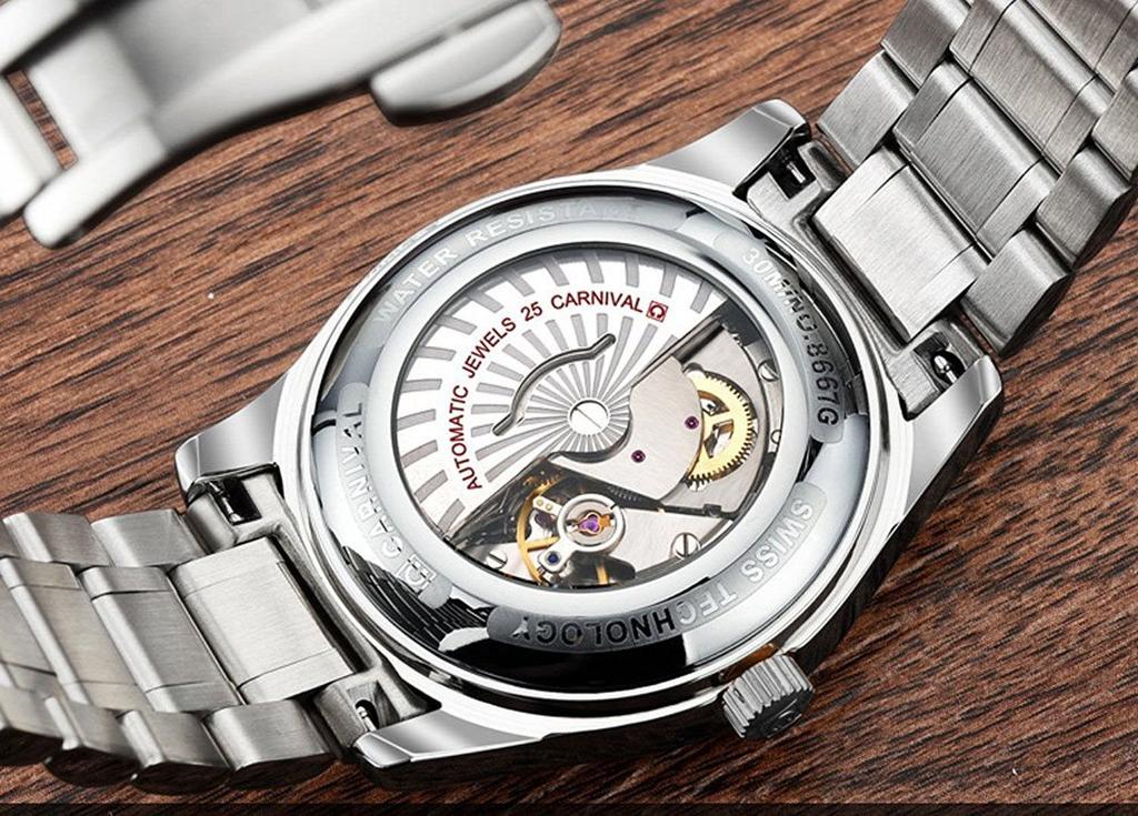 CARNIVAL Mechanical Watch Calendar 8667G-2 Men's Day/Date (White/Silver/Metal) [Item]