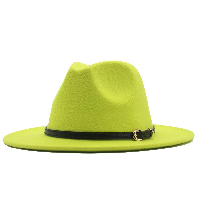 New spot European and American flat-brimmed felt jazz hat, British gentleman's retro woolen fashion felt hat