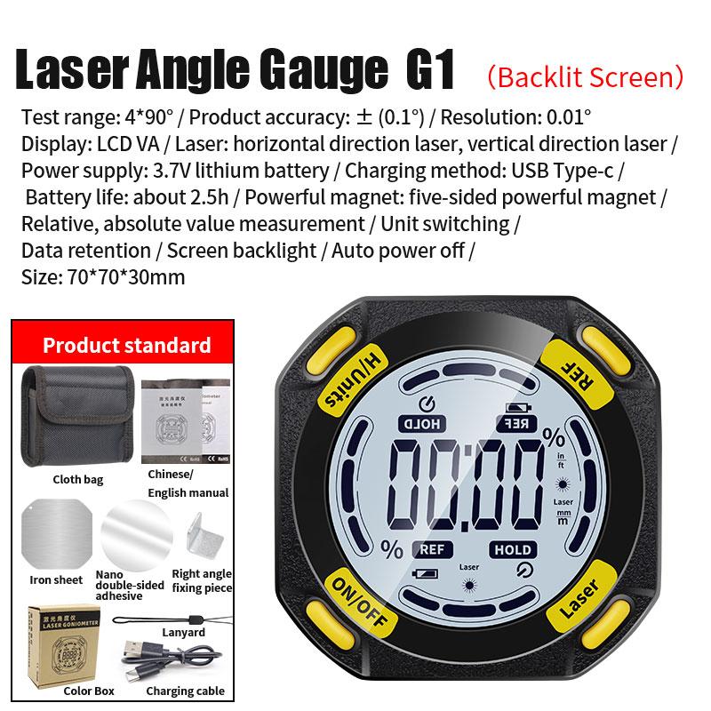 

Зеленый лазерный цифровой транспортир для измерения угла, инклинометр, 5 боковых магнитов, 3 в 1, лазерный уровень, зарядка Type-C, угломер