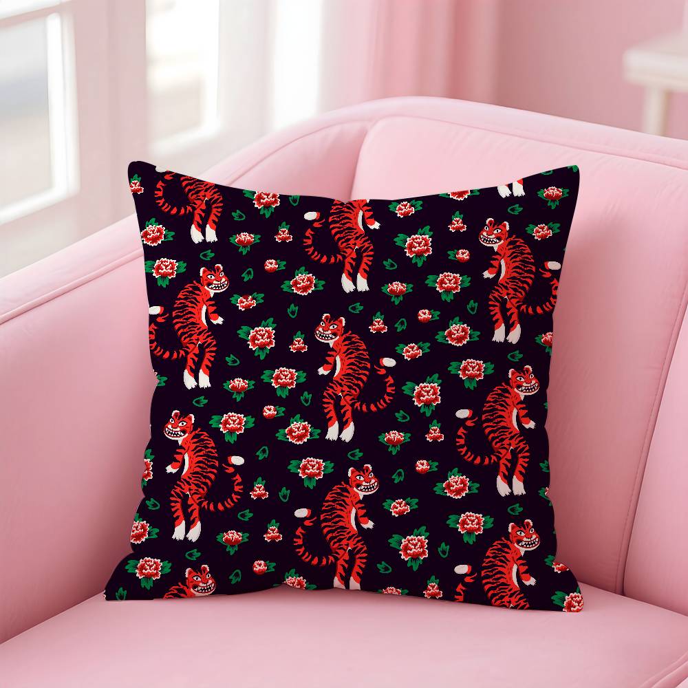 ART Tropical Tiger Pattern Pillow Case Comfort Sofa Bed Silky elegant Invisible zipper Custom Decorative cushion cover