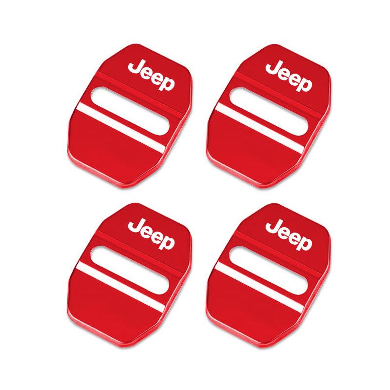 Cup Holders 4Pcs Car Door Lock Cover Stainless Steel Cap Auto Accessories For Jeep Grand Cherokee Wrangler JK Gladiator Compass