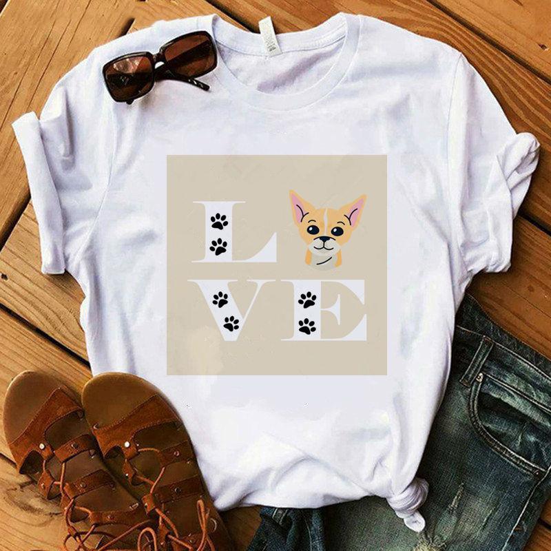 Zogankin Chihuahua Momma Print Dámské tričko Léto Nová móda Tričko Funny Dog Design Krásná dívka Tričko Tričko Femme