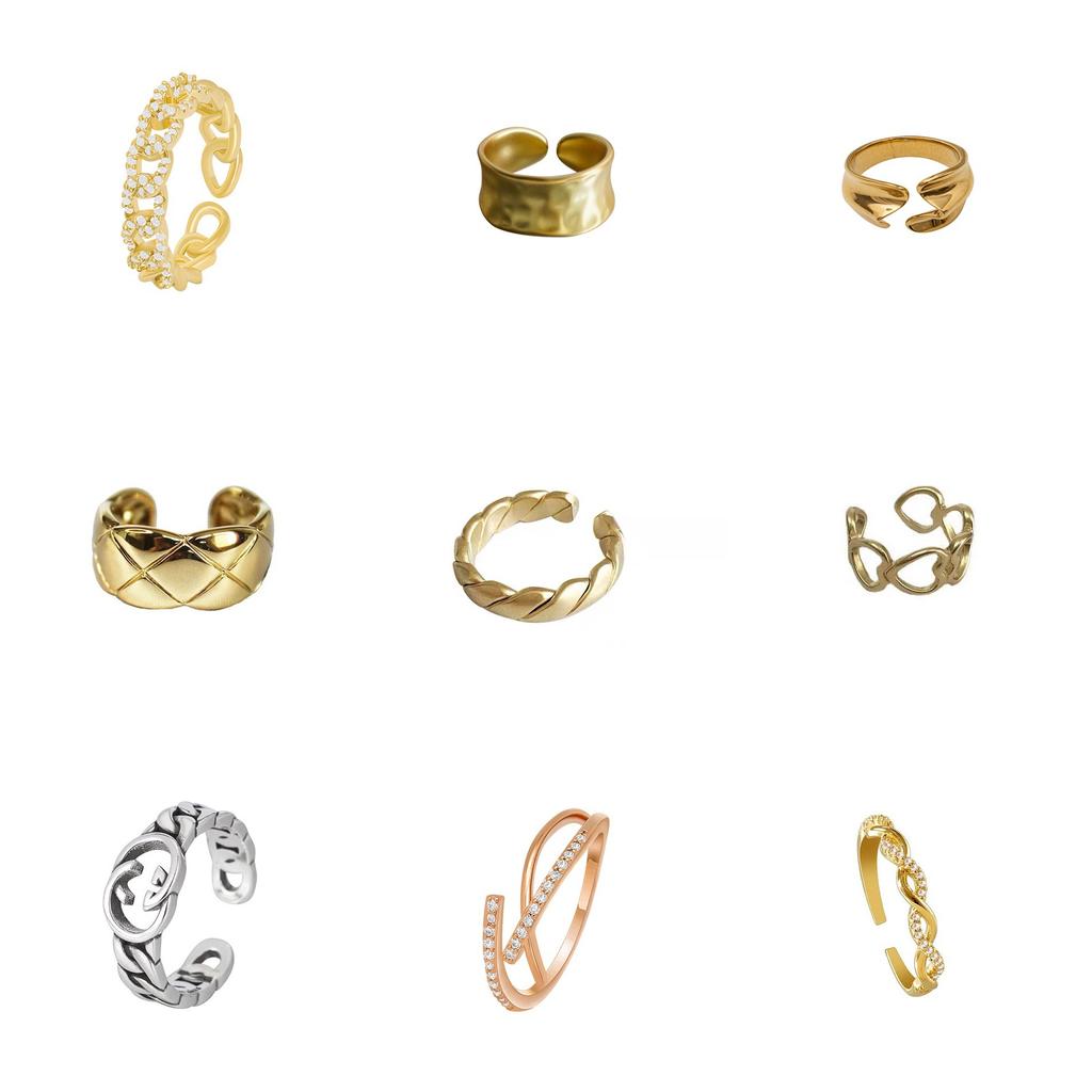 Design Sinn Trendige Mode Persönlichkeit Leichter Luxus Nische Geometrisch Offener Ring Set Zeigefinger Kleiner Finger Ring