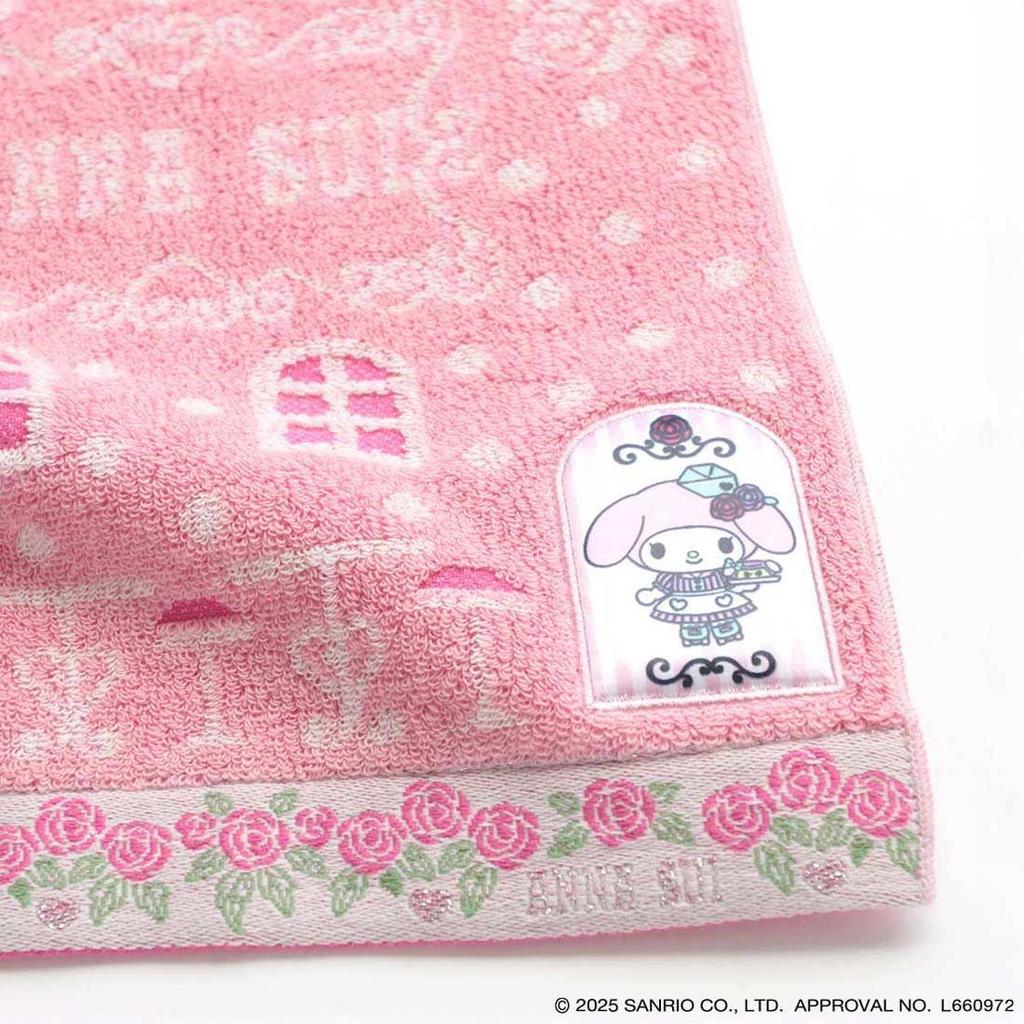 Anna Sui x My Melody Kuromi Handtuch Taschentuch mit Applikation, Rosa, Damen, ca.. 25cm, Produktnummer: 110618-0001-01