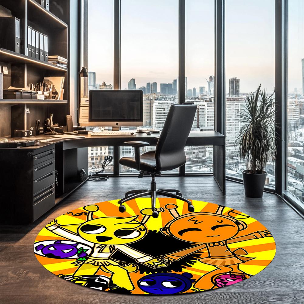 Sprunki Printed Round Rug Carpet Chair Rug Area Rug Entryway Doormats,for Office Chair Living Room Bedroom Kitchen Room.