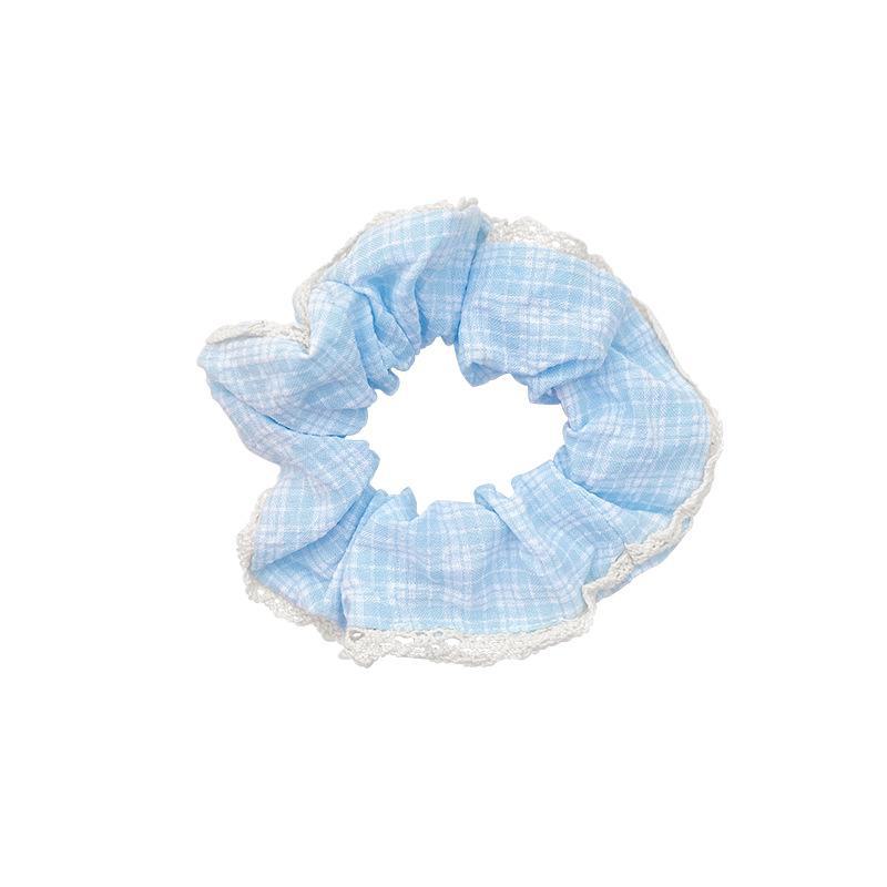 Blue Plaid Lace Hair Ribbon - Gentle On Hair, Cute Ballet Style for Girls