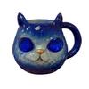 Handmade Resin Cat Face Water Cup Geode Kitten Mug Unique Artistic Drinkware Insulated Coffee Cup for Cat Lovers Mineral Collectors