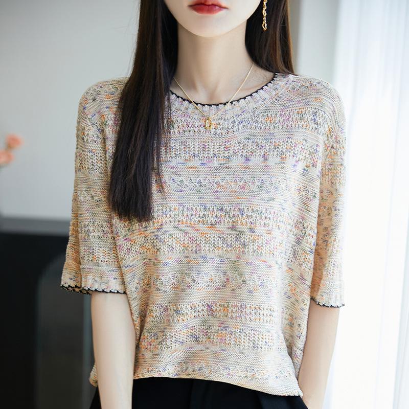 Short-sleeved Summer New Fashionable Foreign Loose Round Neck Pullover