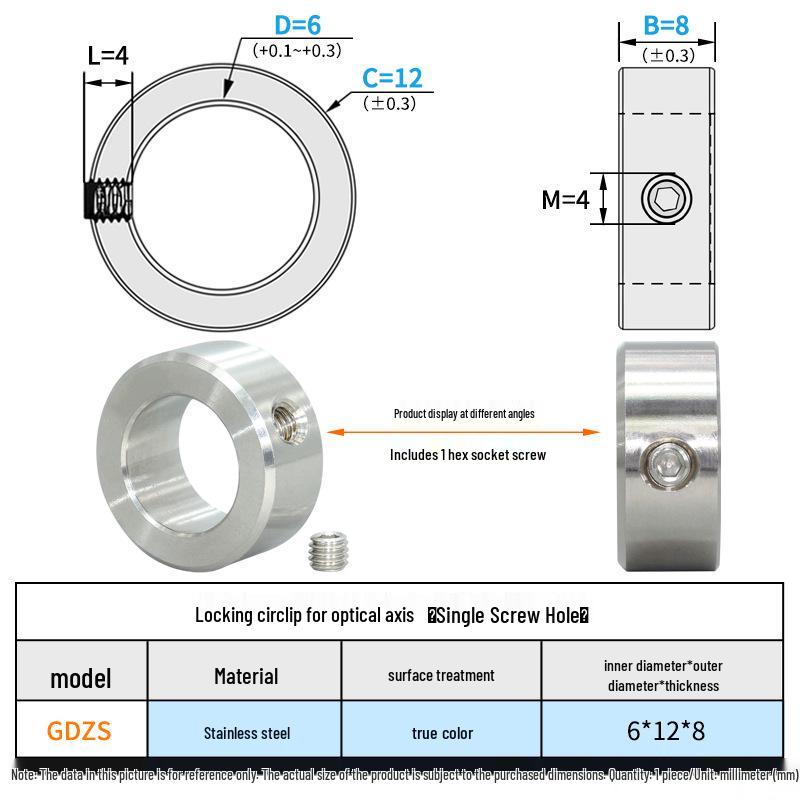 Collier de Blocage d'Arbre en Acier Inoxydable GDZS - Réglable, Lisse, avec Vis d'Arrêt & Serre-Tuyau.