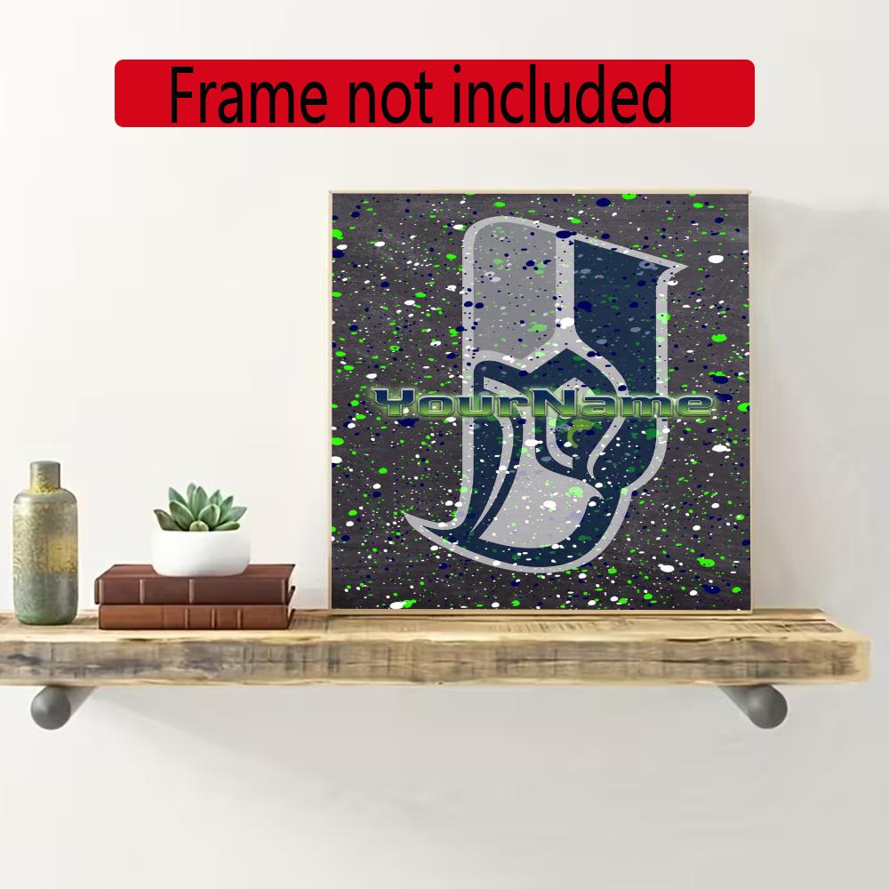 Seattle Seahawks Personalized Name Round Diamond Painting Kit Diamond Embroidery Painting Rhinestones Mosaic Frameless Handwork Decoration Arts