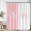 Crown Queen And King Shower Curtain Black White Pink Red Background Mrs Mr Right Couple Lover Polyester Bathing Decor Curtain