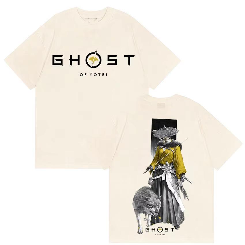 2026 Gioco Giapponese Ghost of Yotei Grafica Cotone Camicia Uomo Stile Ukiyoe Girocollo Manica Corta Moda Donna T-shirt