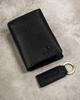 Gift set: leather wallet without clasp and key ring - Peterson