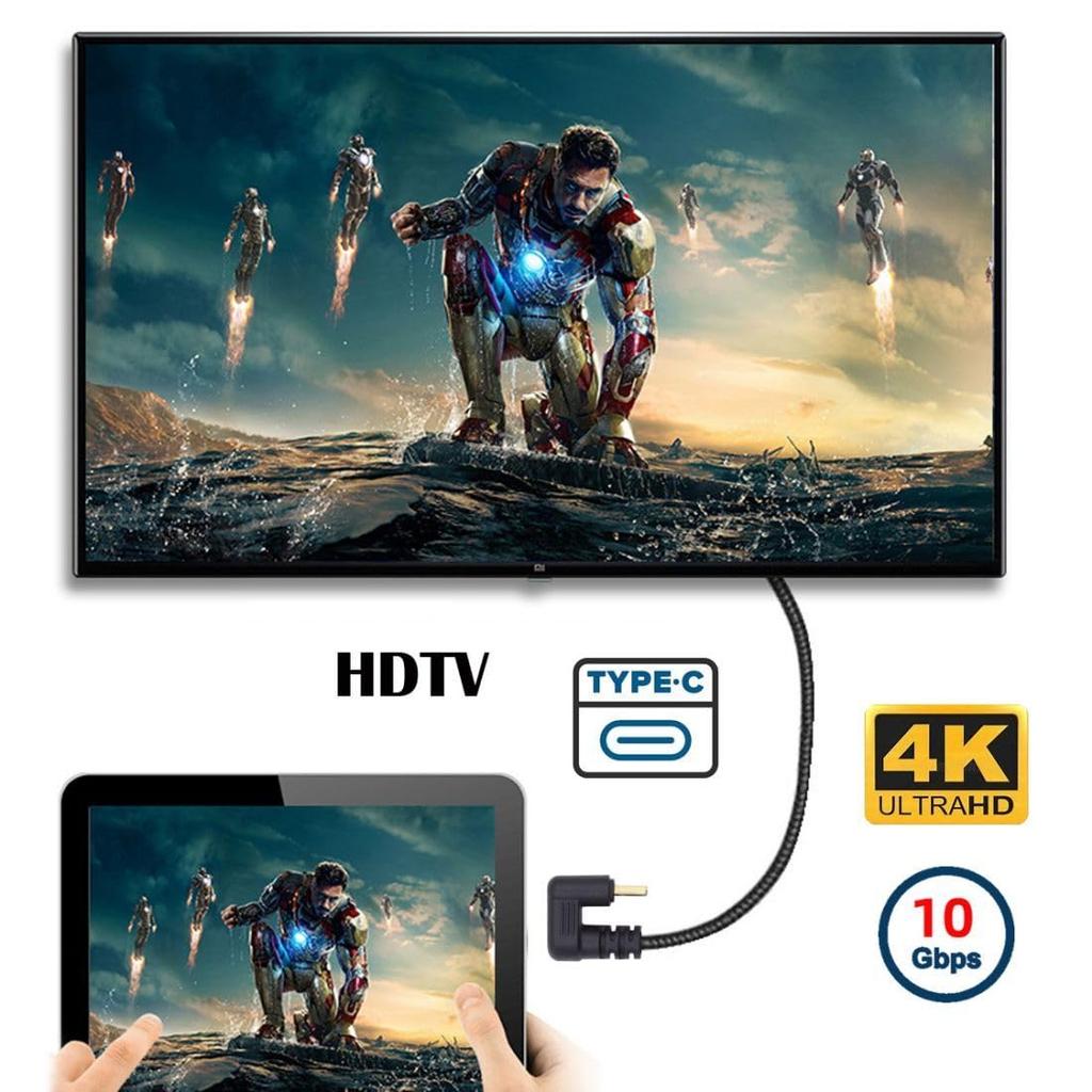 chenyang USB Gen 2 10Gbps USB C Male to Female 90 Degree Right Angle Fast Charging Data Video Transfer Extension Cable with Panel Mount 3.1 Holes,