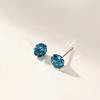 Paraiba Natural Aquamarine Ice Flower Cut Earrings, Women's S925 Sterling Silver Studs with Colored Gem Crystals