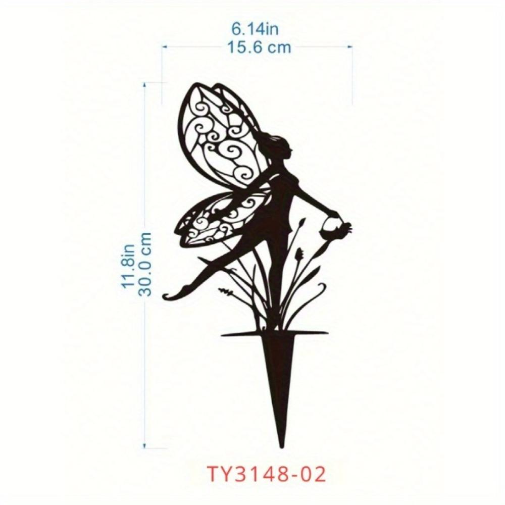 Iron Fairy Garden Stake Outdoor Metal Art Sculpture for Yard Patio Decor