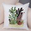 Botanical Garden Pillow Cover Mixed Succulents Cacti and Wildflowers Design Soft Square Cushion for Living Room 45x45cm