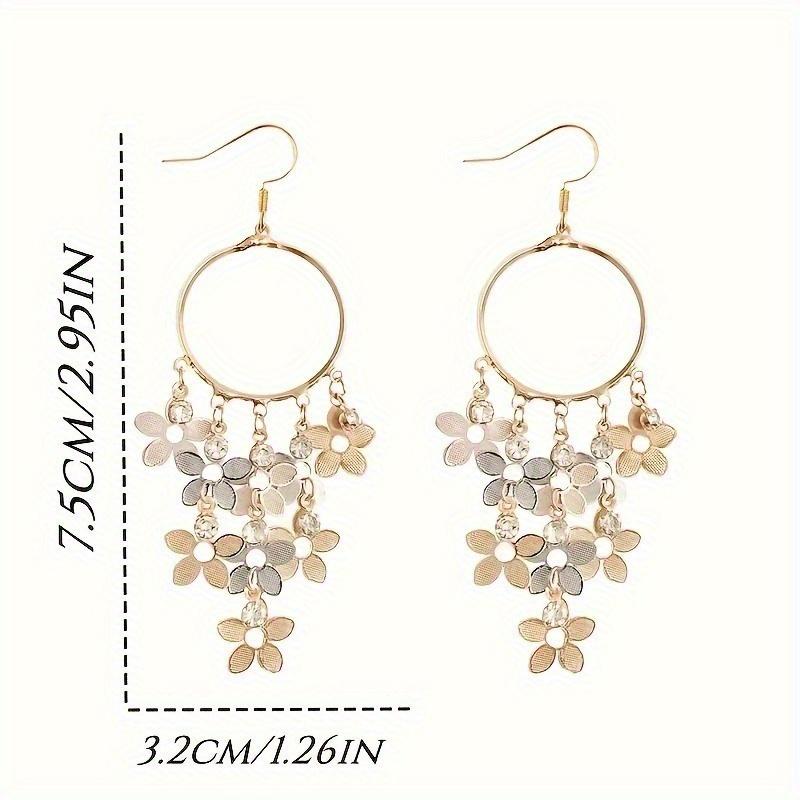 

1 Pair Of Bohemian Elegant Floral Fringe Pendant Earrings, Suitable For Daily And Wedding Occasions, Suitable For All Seasons